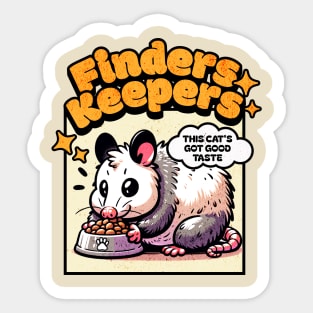 Finders Keepers Possum Stealing Cat Food Sticker